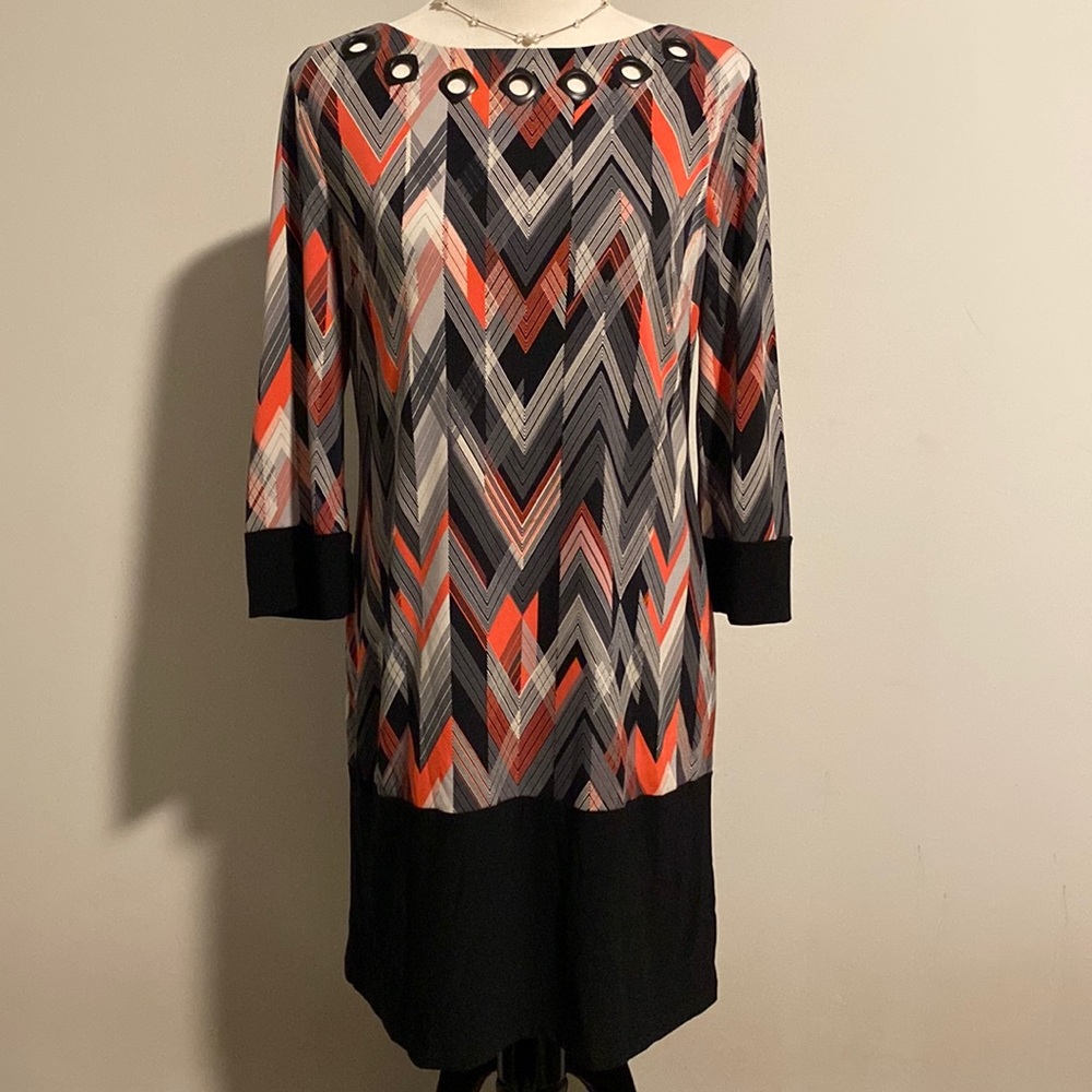 Luxology black, red and gray dress. Size 6